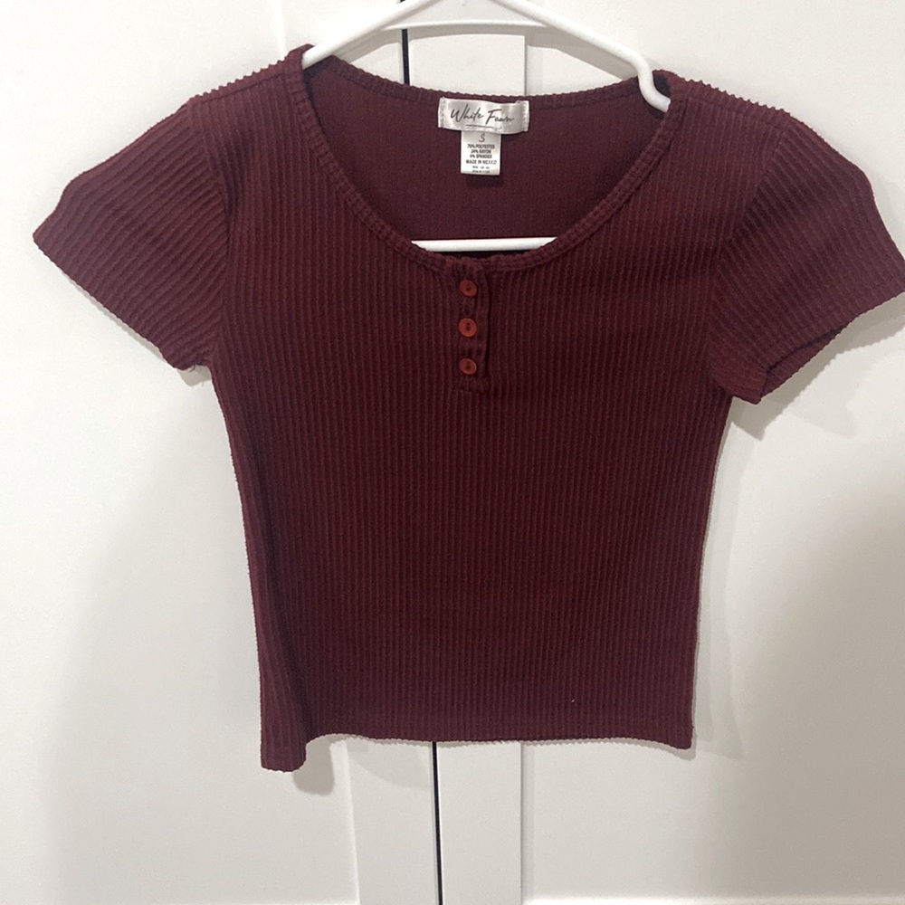 White Fawn small buttoned red tee